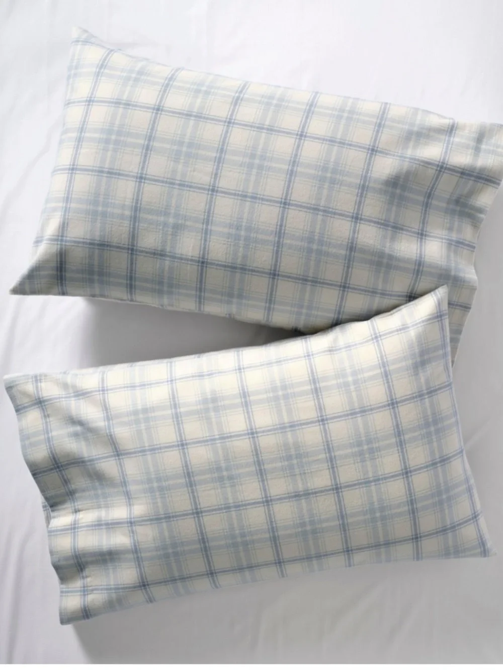 L.L. Bean King Ultrasoft Comfort Portuguese Flannel Sheet Set Bay Blue Check NWT
